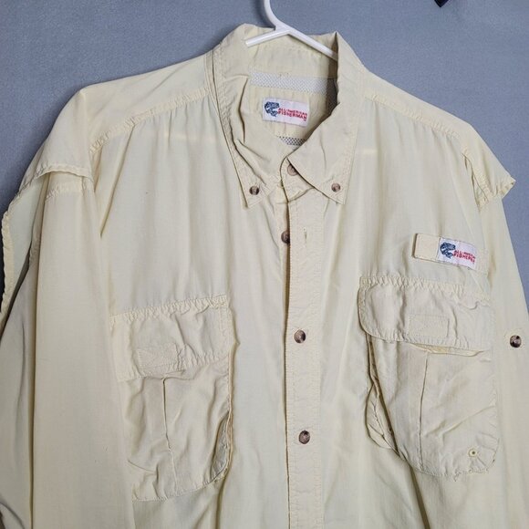 All American Fisherman Mens Shirt Size XL Outdoor Fishing Long Sleeve Pale Yello - Picture 2 of 4